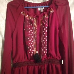 Altuzarra Girls Burgundy Embroidered Sequin Dress